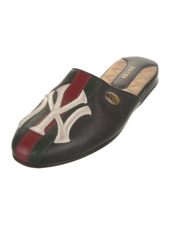 Gucci x MLB Web Accent Leather Mules