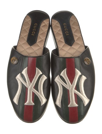 Gucci x MLB Web Accent Leather Mules