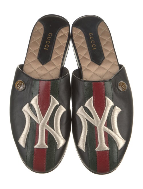 Gucci x MLB Web Accent Leather Mules