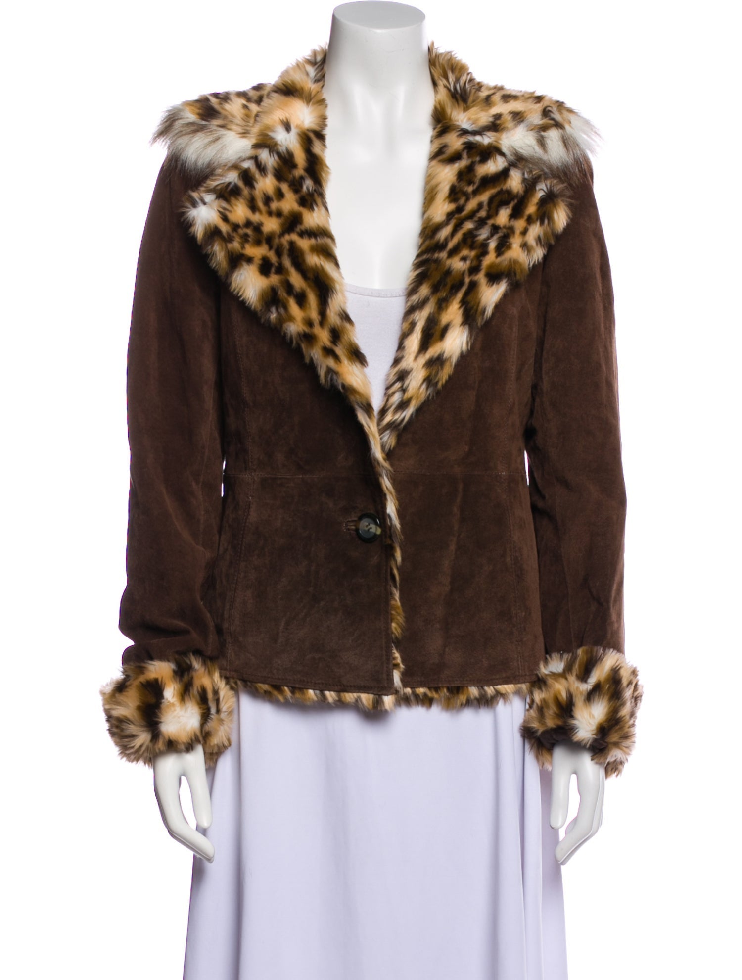 Guess Faux Fur Animal Print Jacket