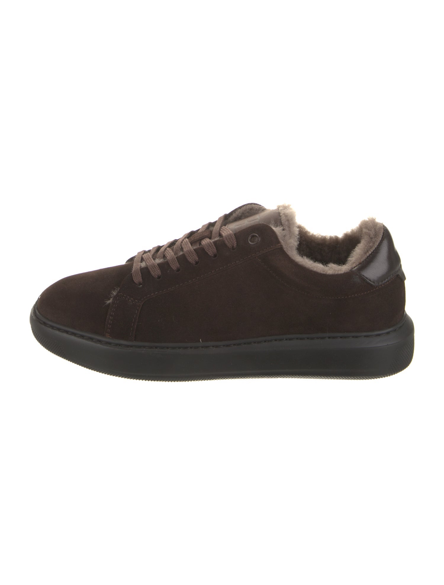 G. Brown Suede Fur Trim Sneakers