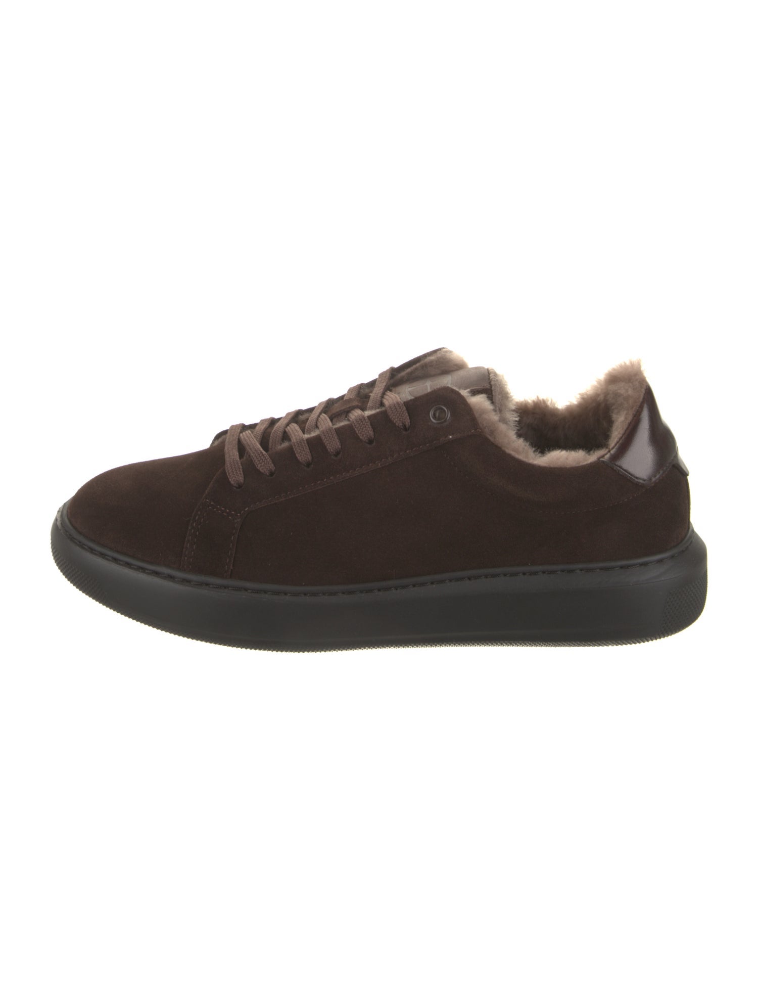 G. Brown Suede Fur Trim Sneakers
