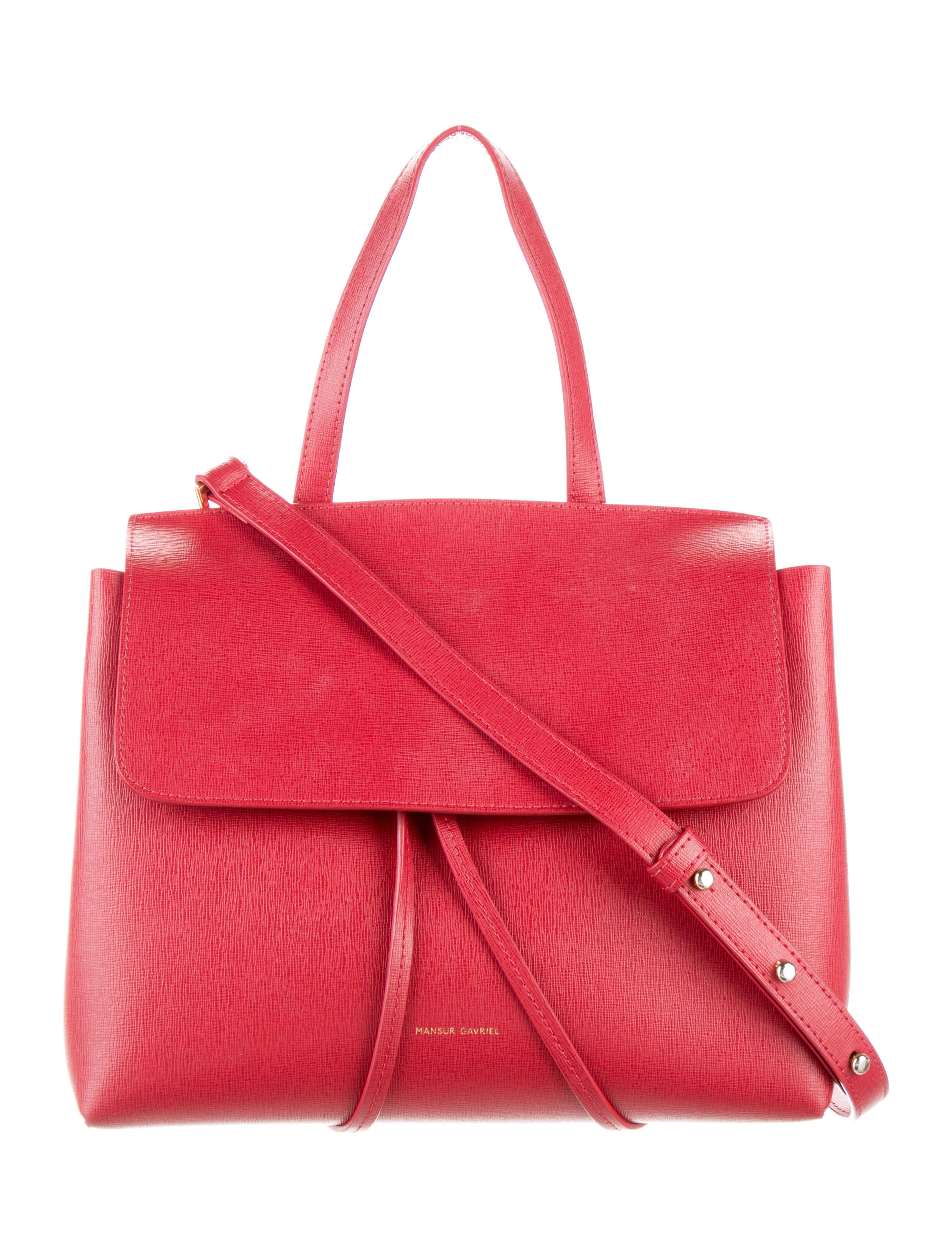 Mansur Gavriel Leather Flap Shoulder Bag Red Shoulder Bags, Handbags