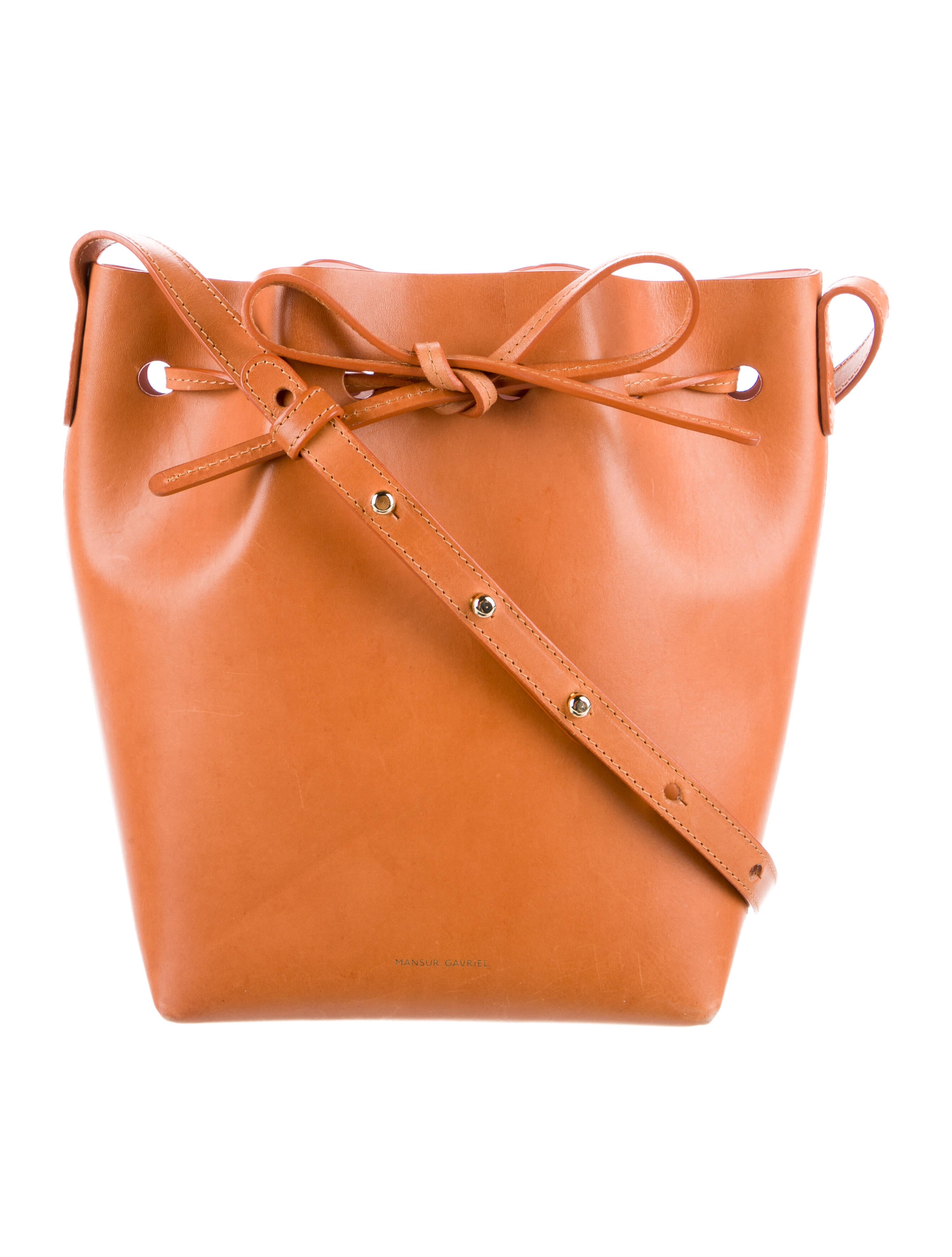 Mansur Gavriel Smooth Leather Crossbody Bag Brown Crossbody Bags
