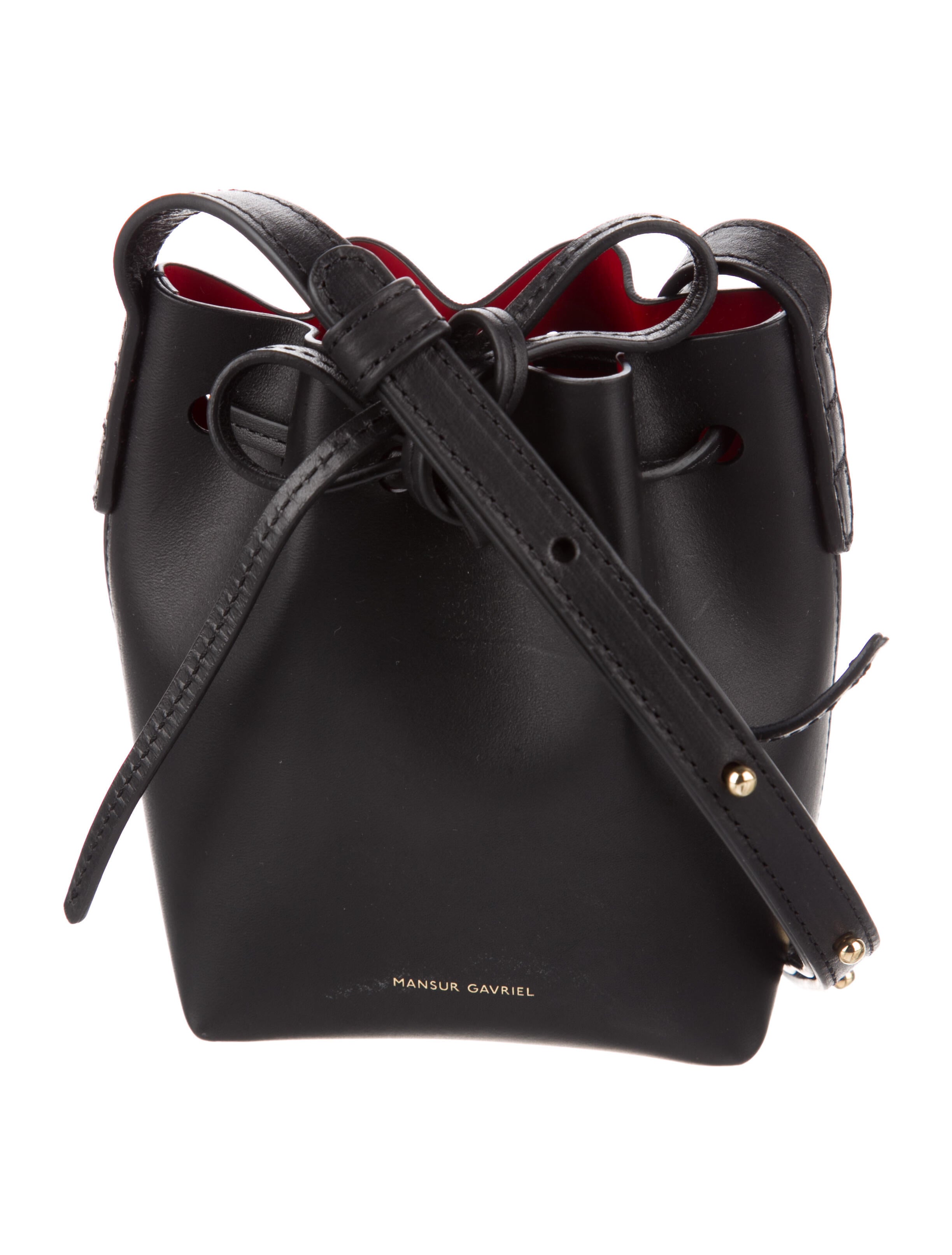 Mansur Gavriel Mini Leather Bucket Bag w/ Tags Black Bucket Bags
