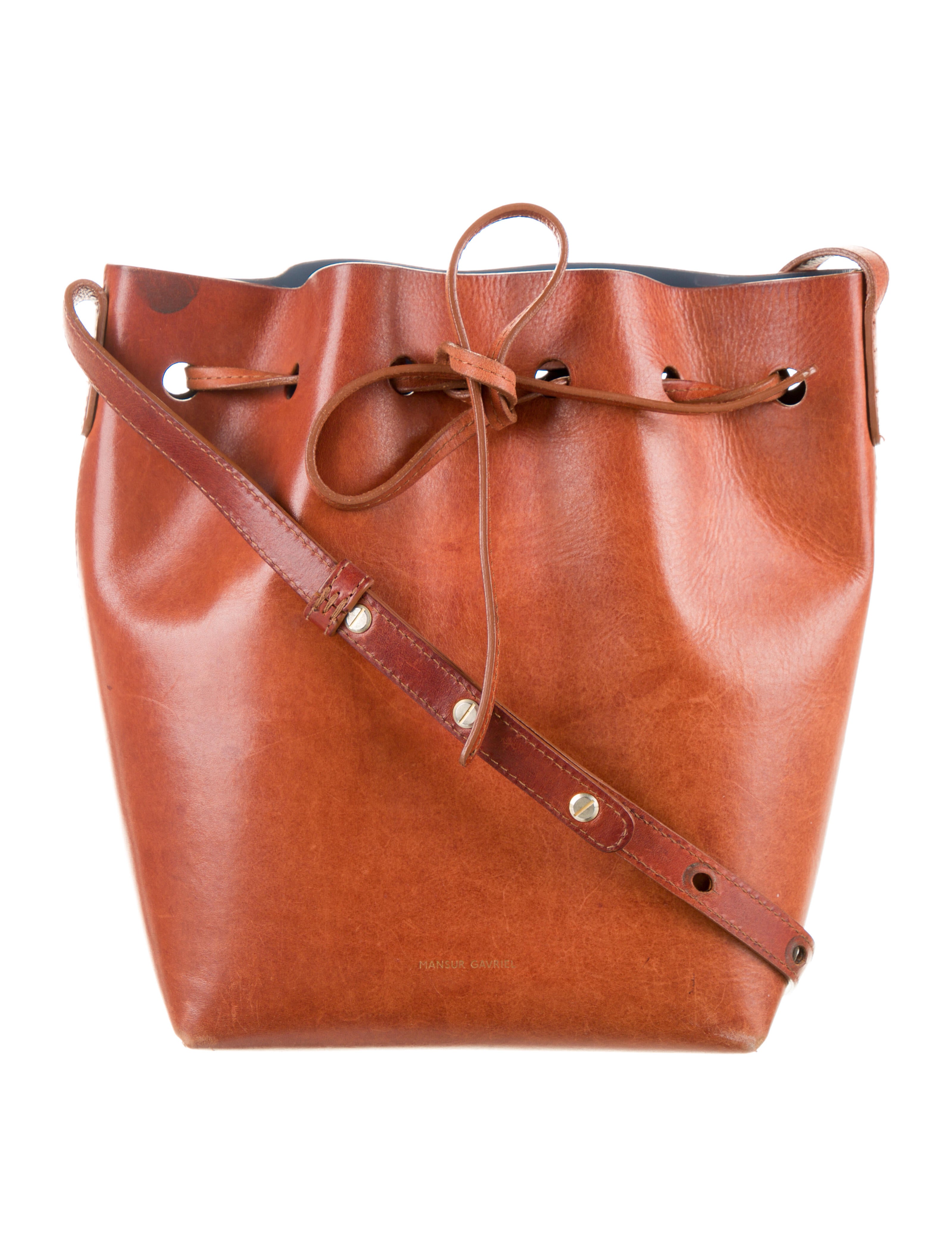 Mansur Gavriel Leather Bucket Bag Brown Bucket Bags, Handbags