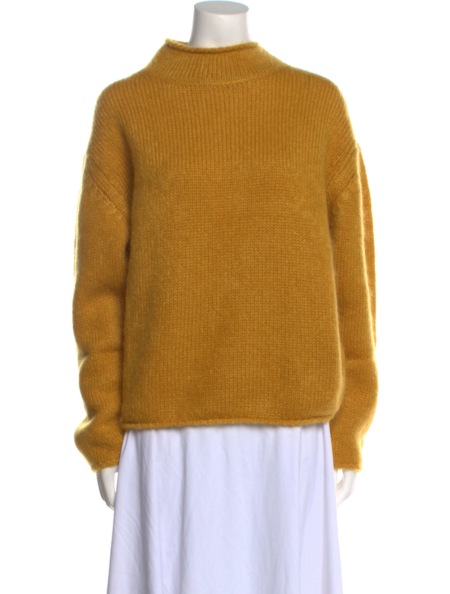 Mansur Gavriel Mohair Mock Neck Sweater Yellow Knitwear Clothing WGY41763 The RealReal