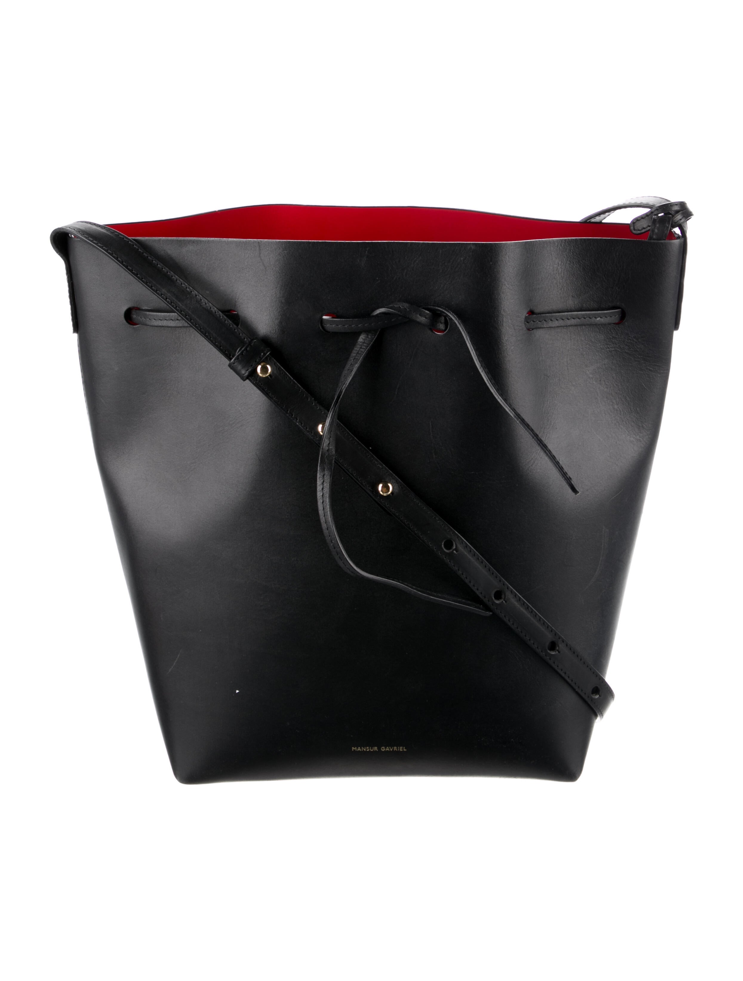 Mansur Gavriel Leather Bucket Bag Black Bucket Bags, Handbags