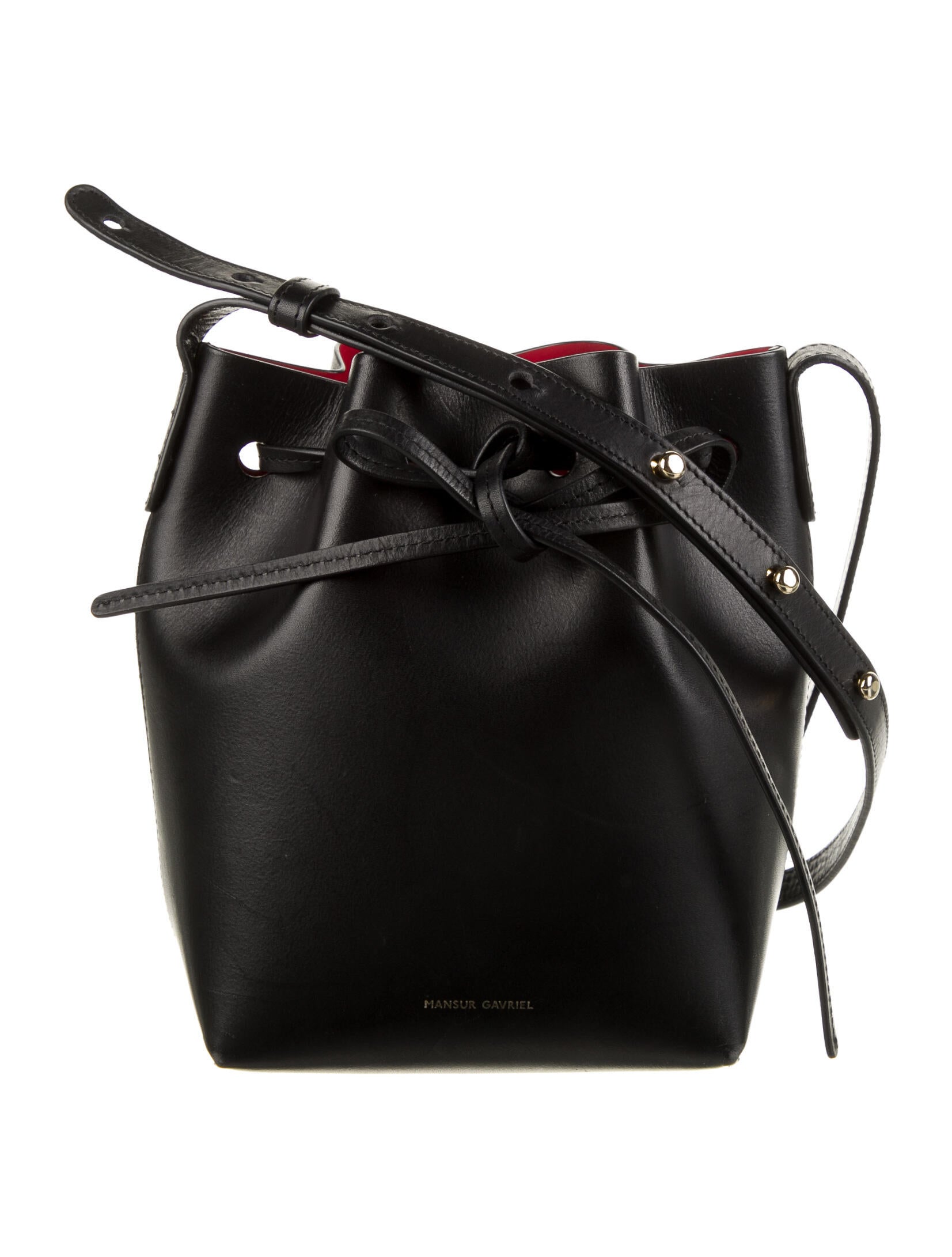 Mansur Gavriel Leather Trim Canvas Bucket Bag Black Bucket Bags