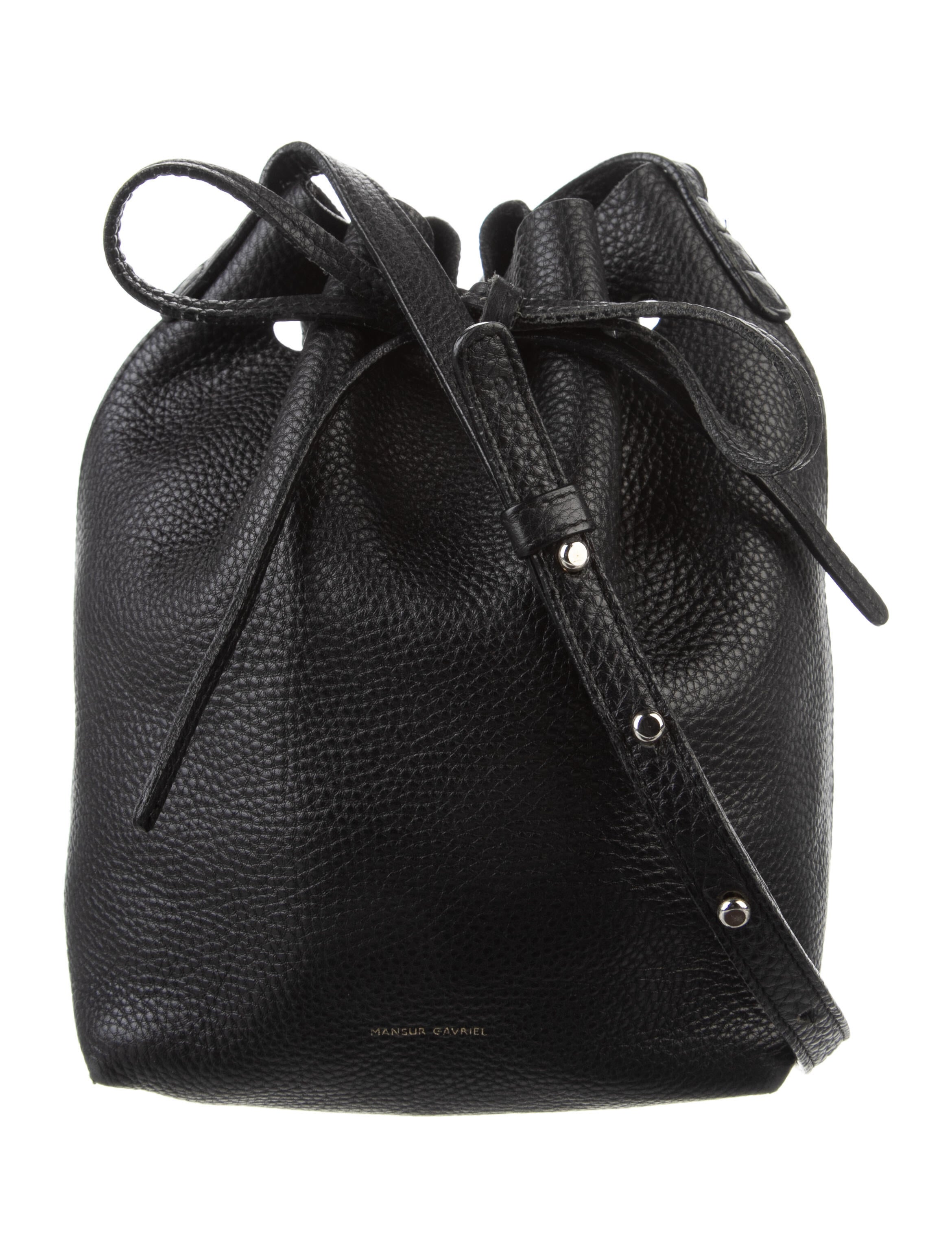 Mansur Gavriel Leather Drawstring Bucket Bag Black Bucket Bags