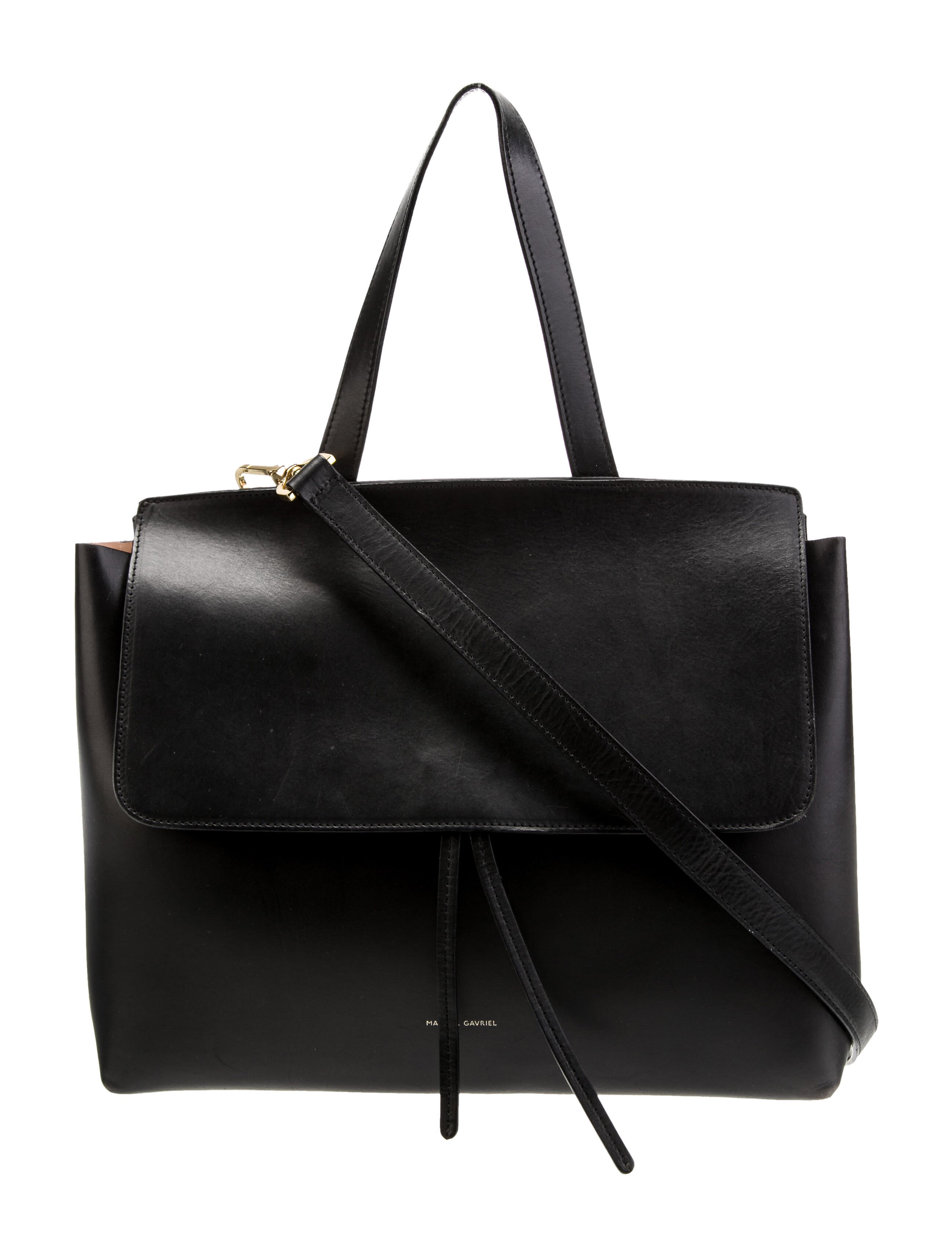 Mansur Gavriel Leather Flap Shoulder Bag Black Shoulder Bags