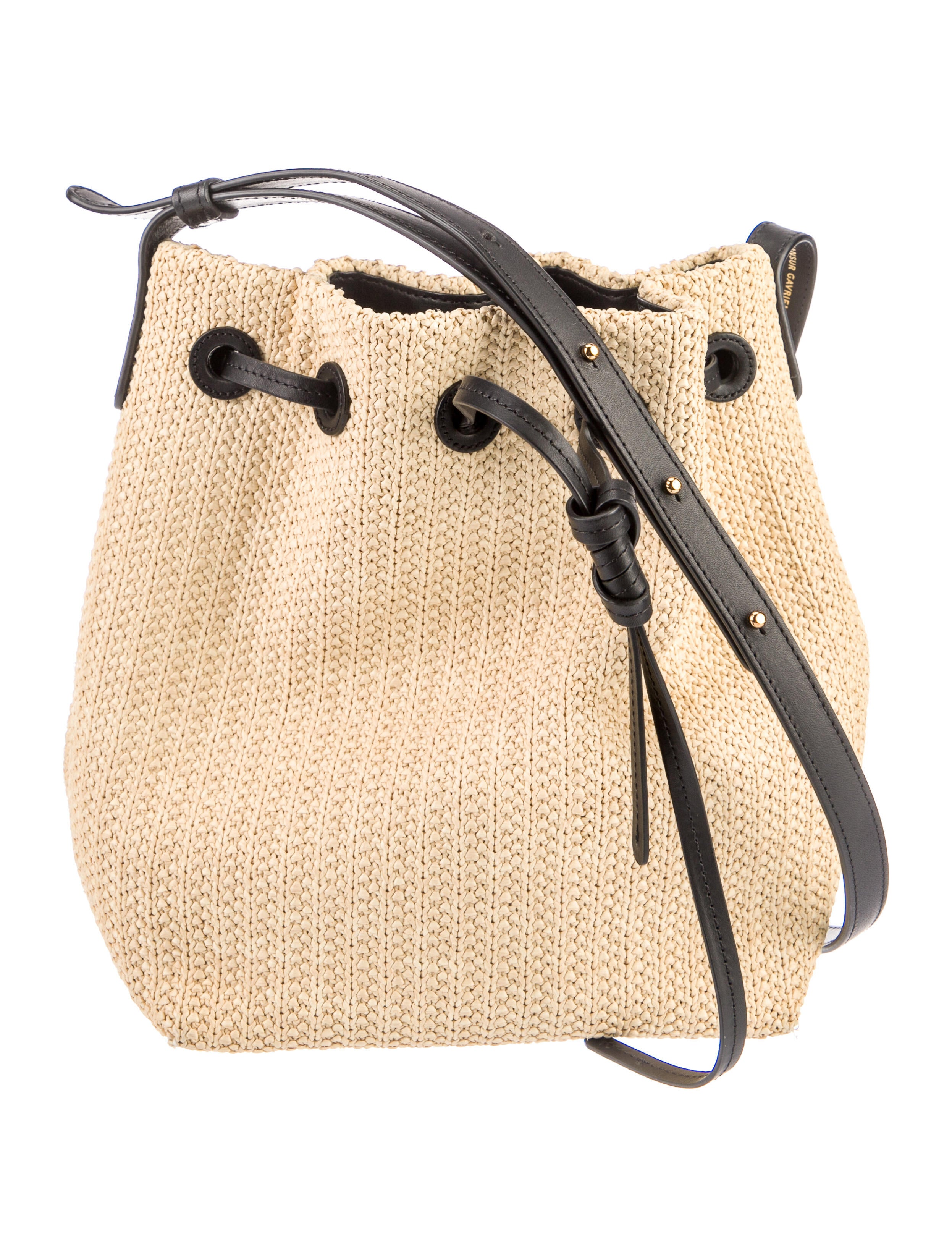 最も信頼できる Raffia Gavriel Mansur Leather-Trimmed Neutrals - Bag Bucket バッグ