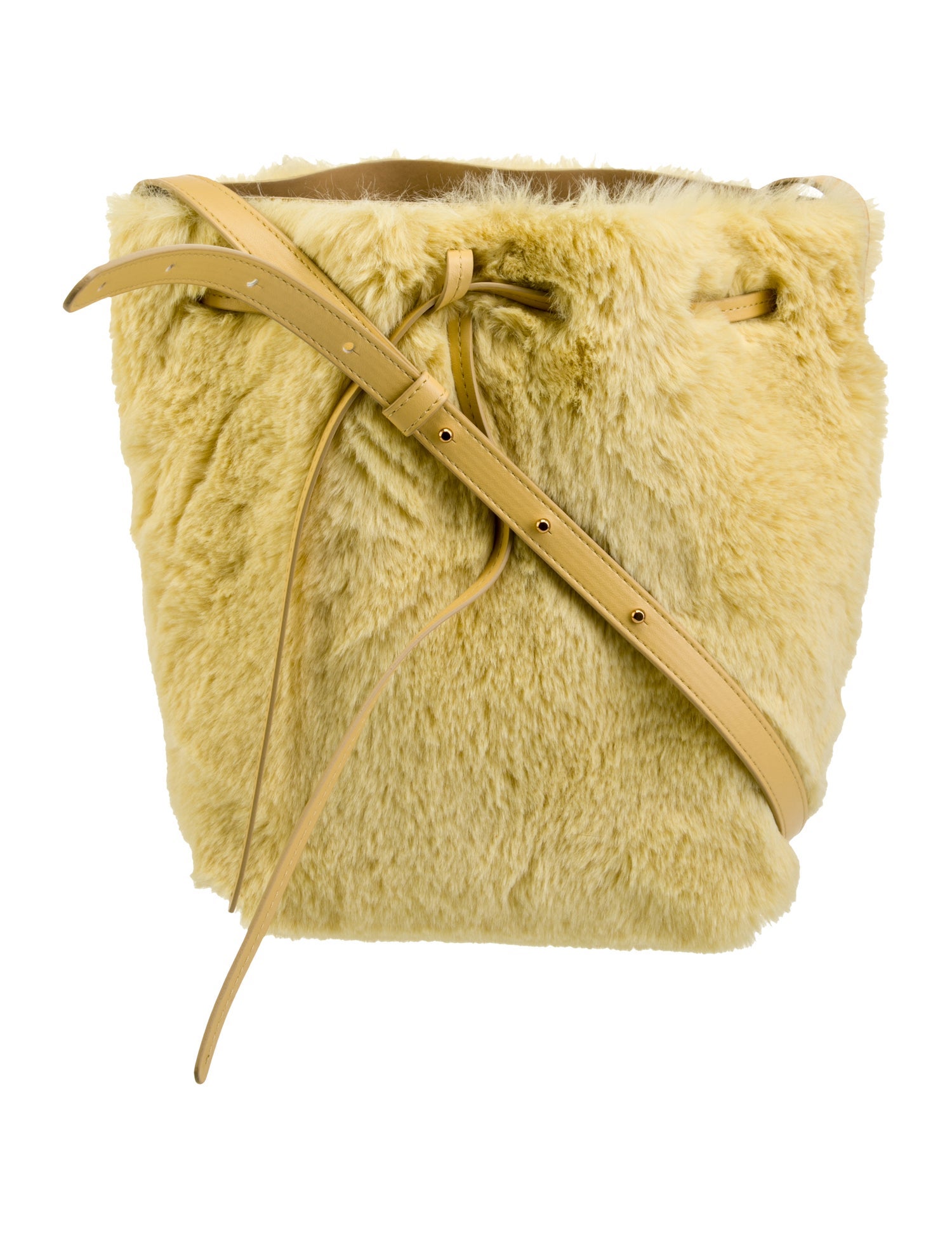 Mansur Gavriel Leather Trimmed Faux Fur Crossbody Bag Yellow