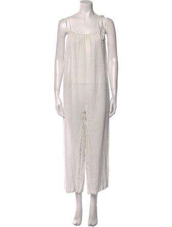 Mansur Gavriel Linen Square Neckline Jumpsuit