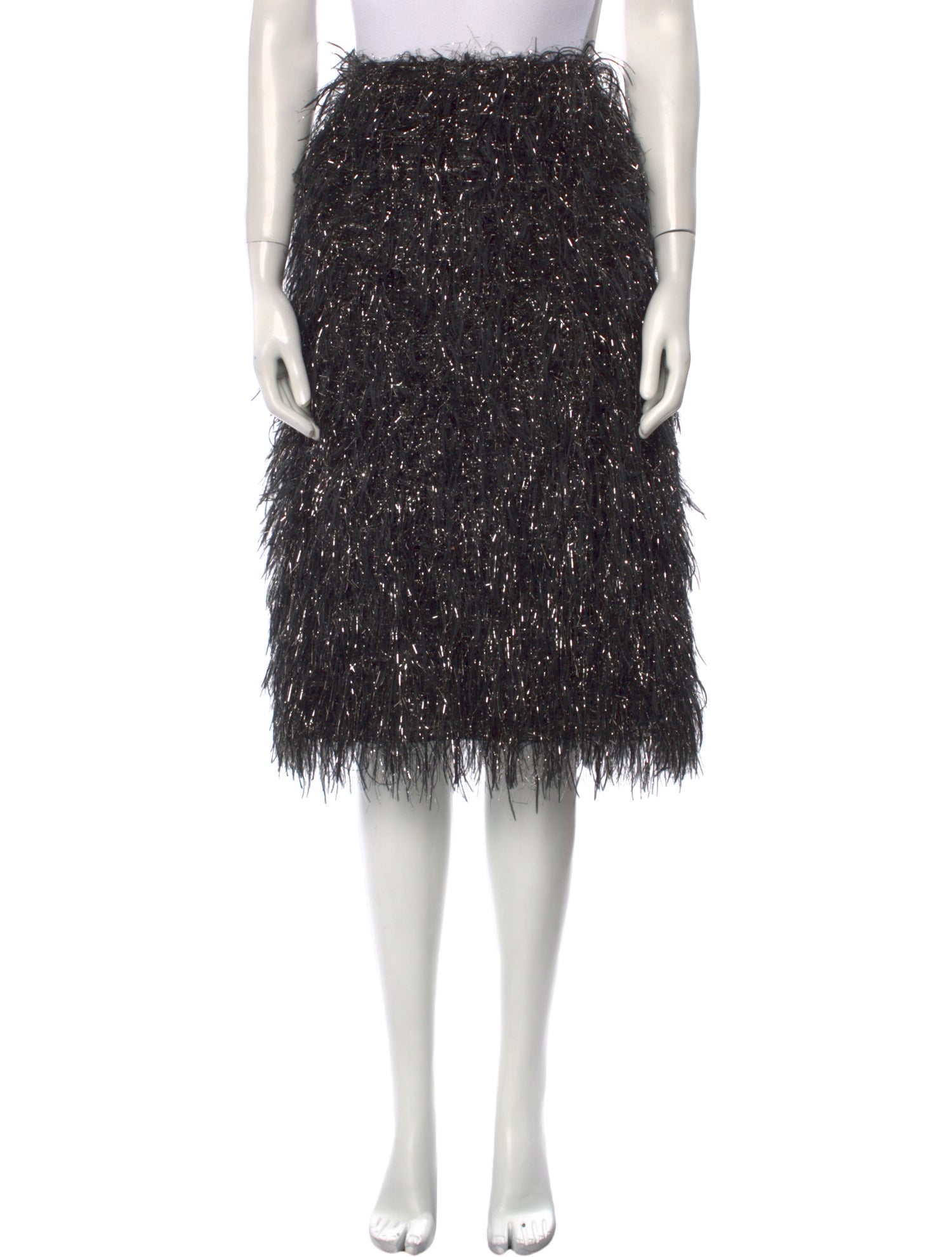 Mansur Gavriel Fringe Trim Accent Knee-Length Skirt