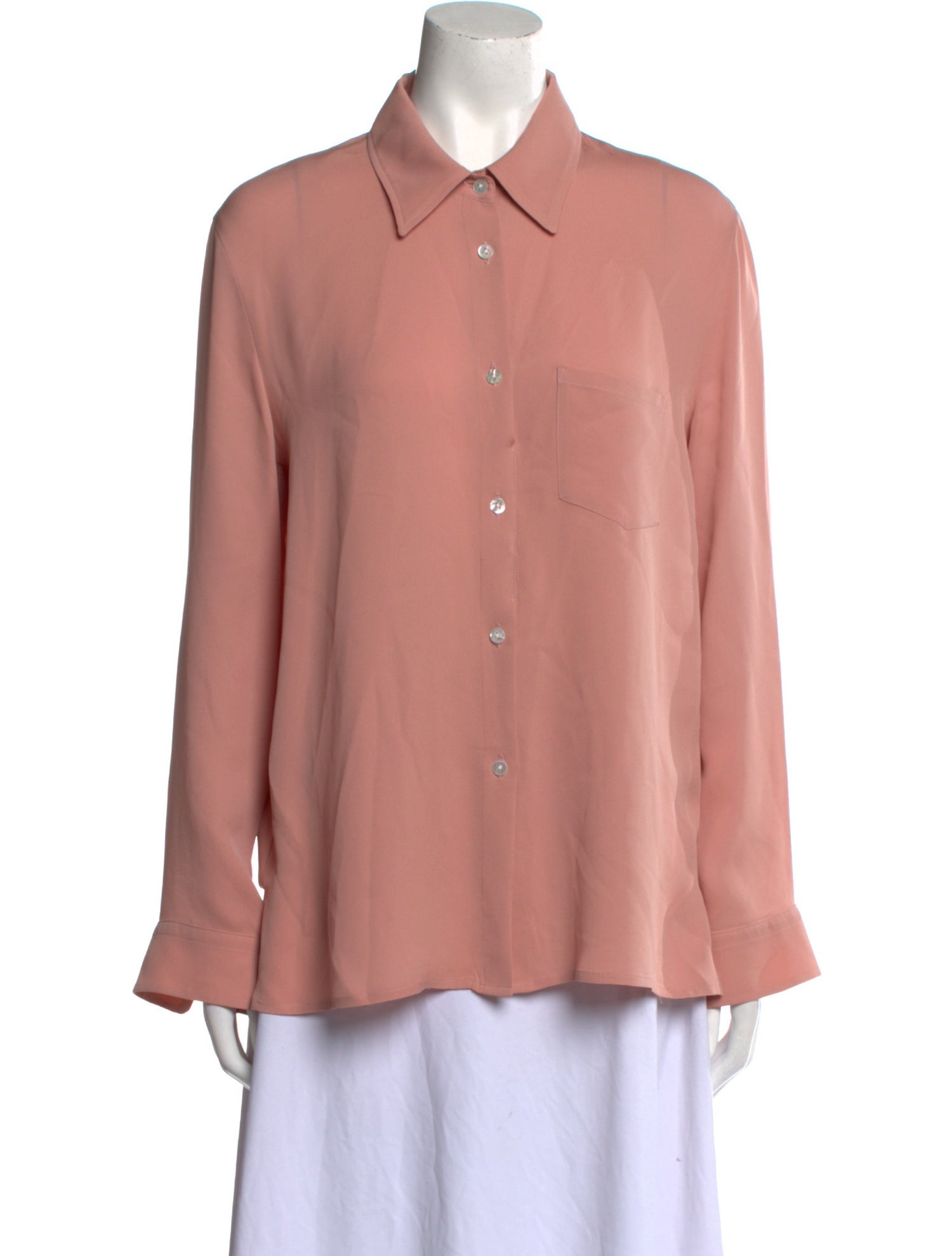 Mansur Gavriel Silk Long Sleeve Button-Up Top