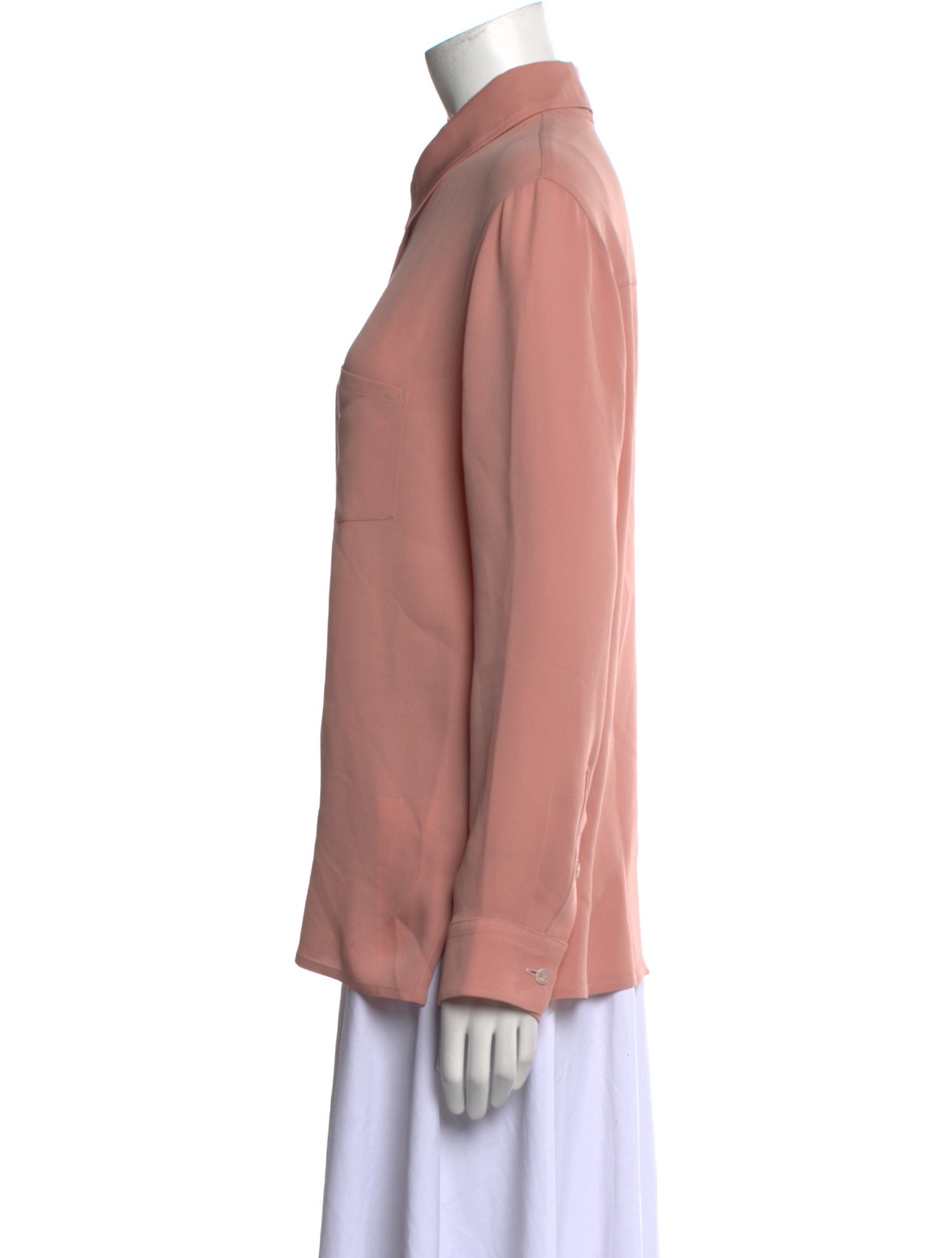 Mansur Gavriel Silk Long Sleeve Button-Up Top