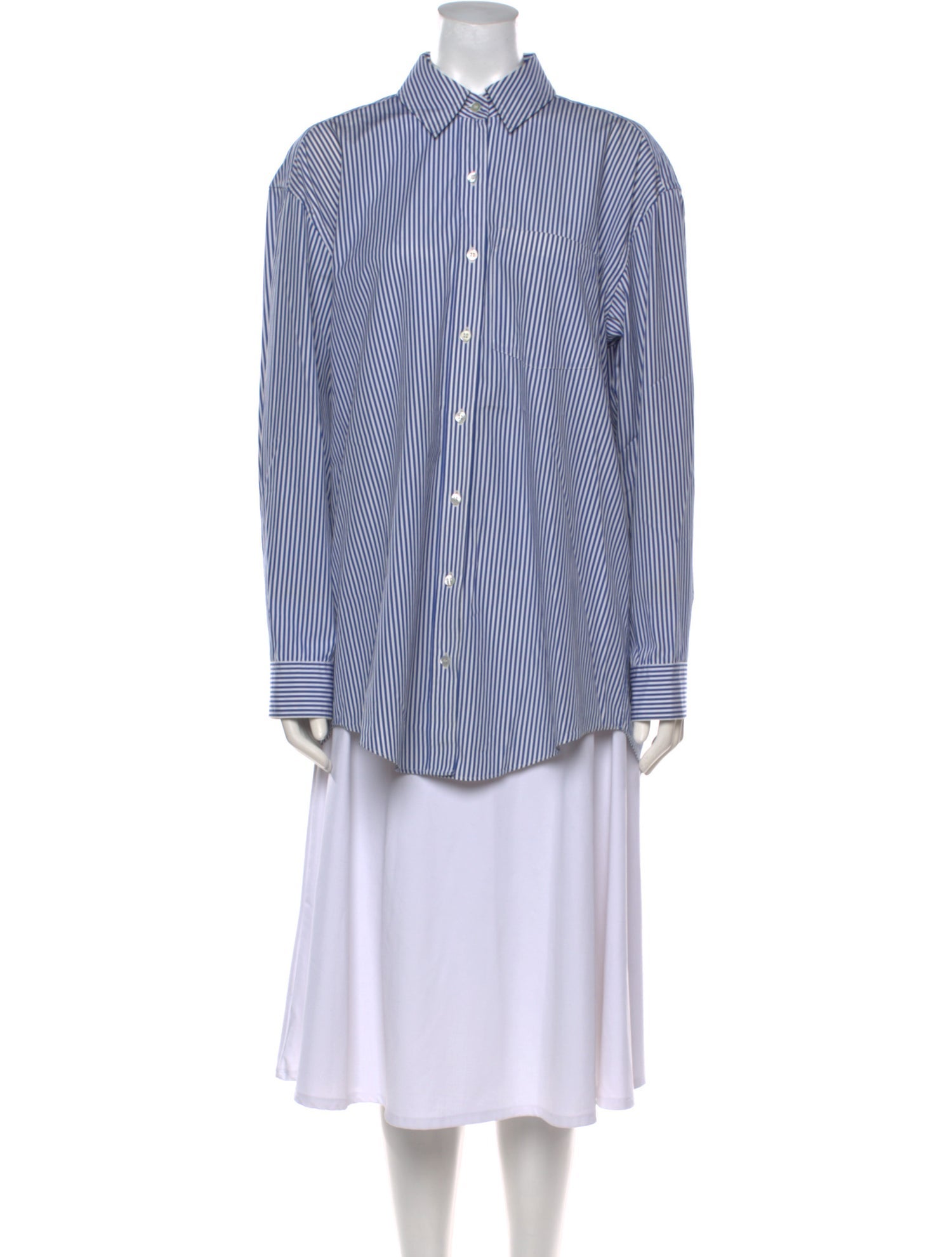 Mansur Gavriel Striped Long Sleeve Button-Up Top