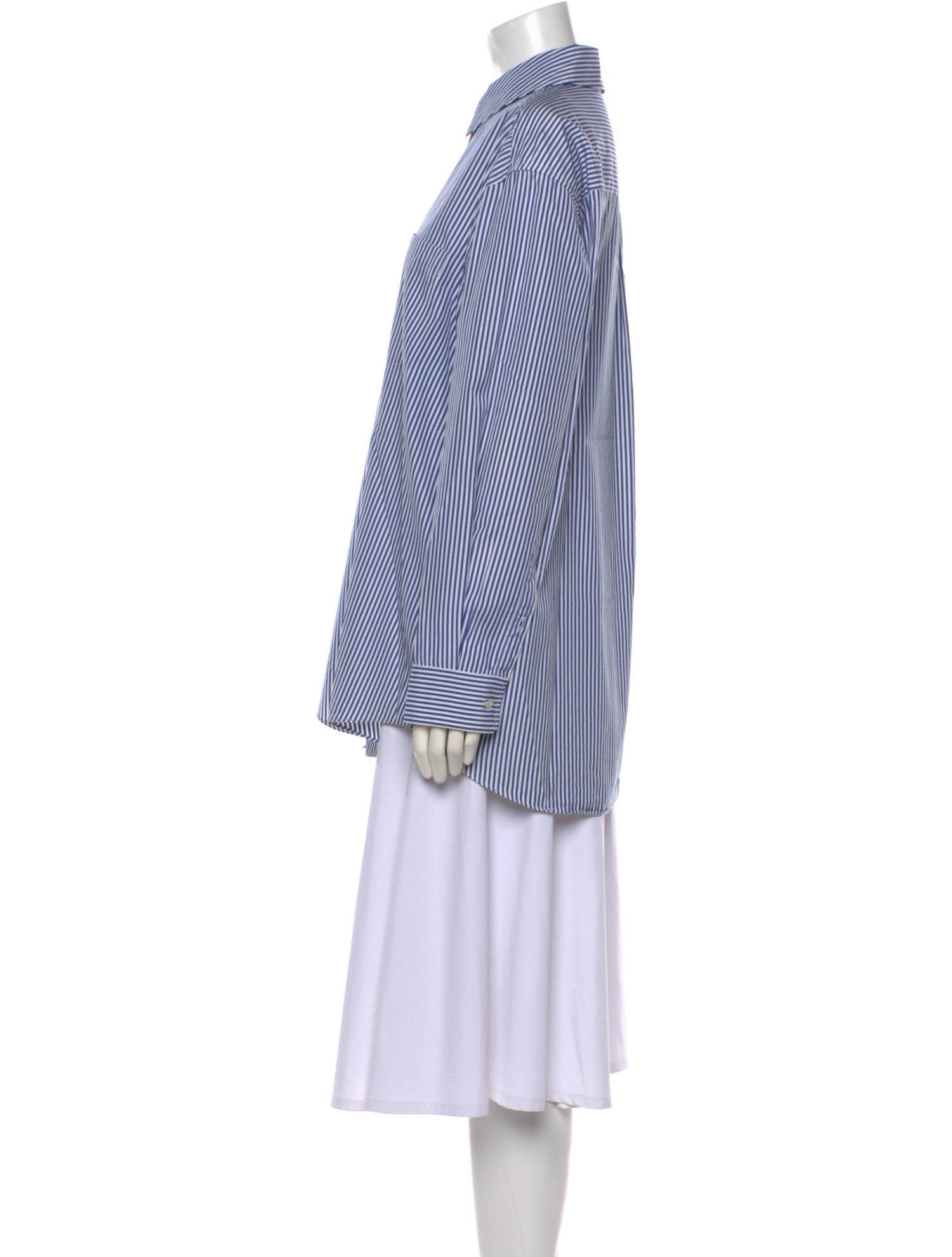 Mansur Gavriel Striped Long Sleeve Button-Up Top