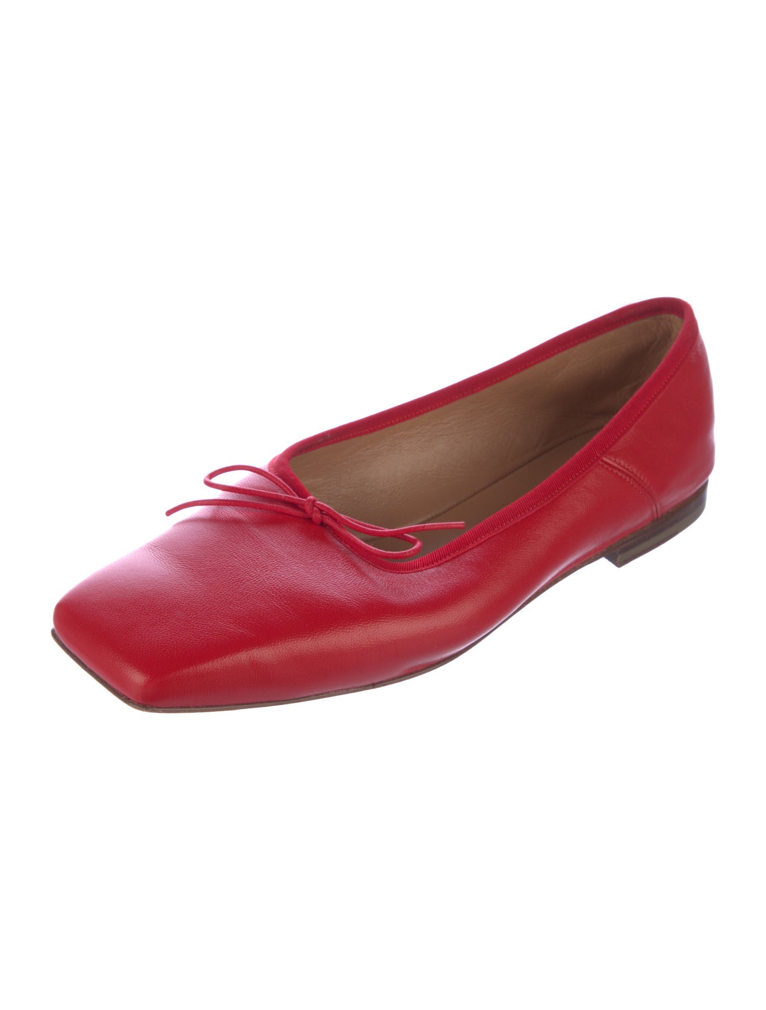 Mansur Gavriel Leather Bow Accents Ballet Flats