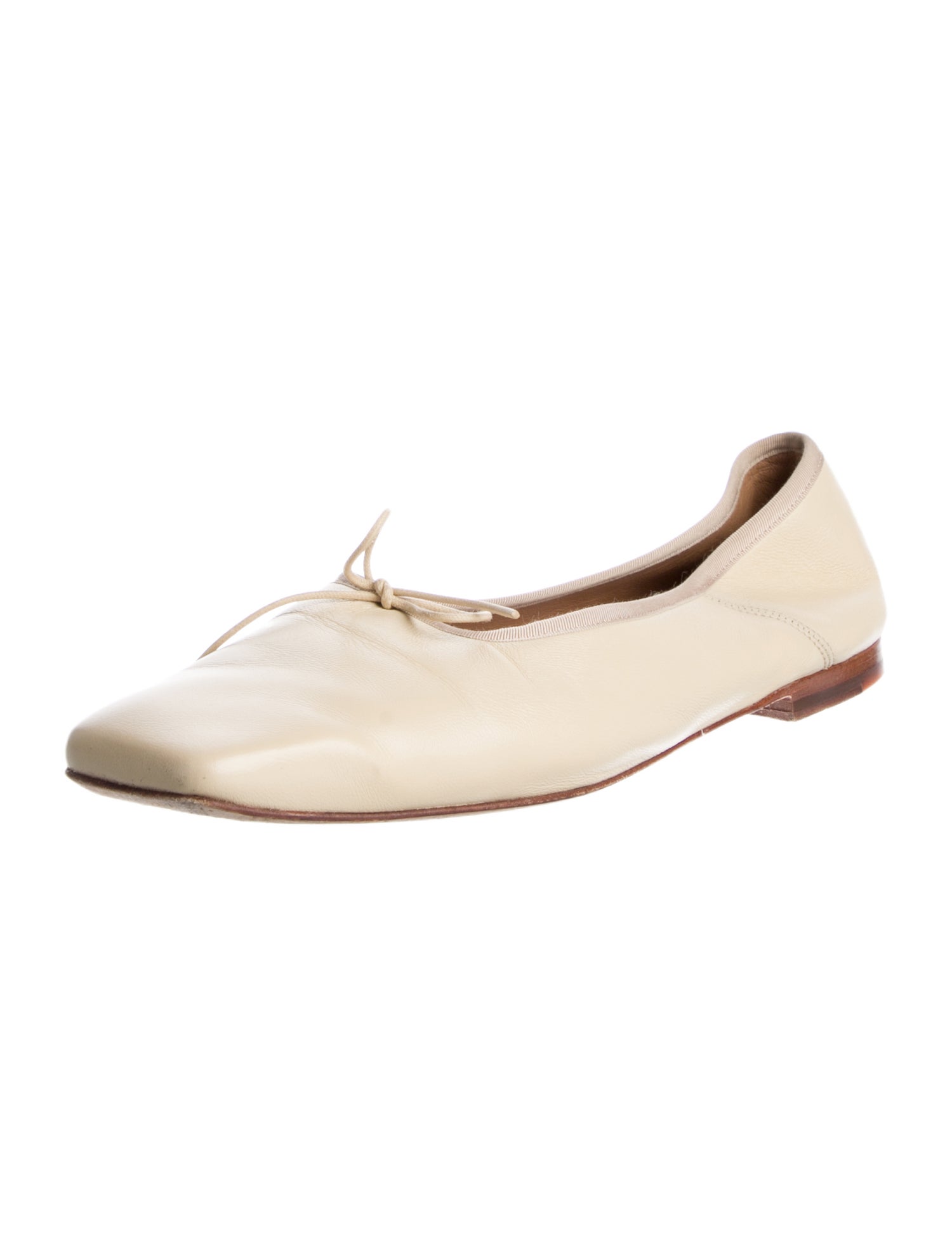 Mansur Gavriel Leather Bow Accents Ballet Flats