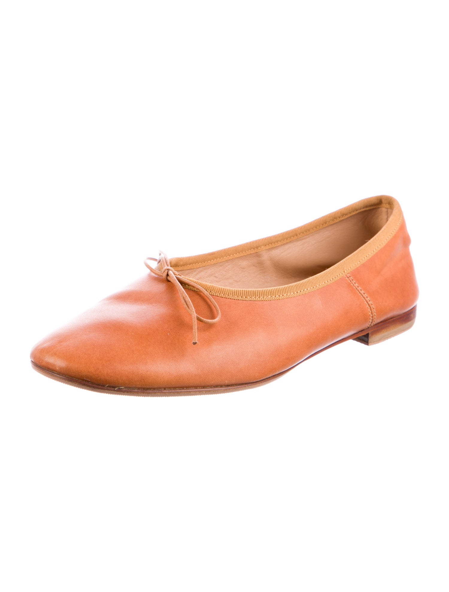 Mansur Gavriel Leather Bow Accents Ballet Flats
