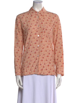 Mansur Gavriel Floral Print Long Sleeve Button-Up Top