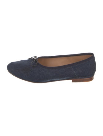 Mansur Gavriel Denim Bow Accents Ballet Flats