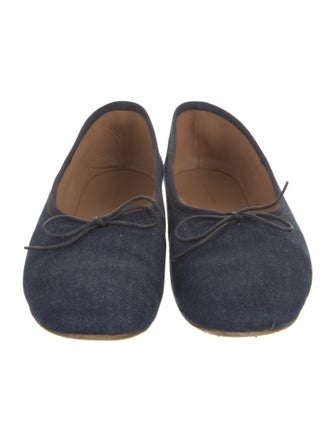 Mansur Gavriel Denim Bow Accents Ballet Flats