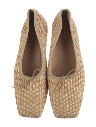 Mansur Gavriel Raffia Bow Accents Flats