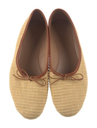 Mansur Gavriel Raffia Bow Accents Ballet Flats
