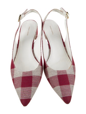 Mansur Gavriel Canvas Plaid Print Slingback Pumps