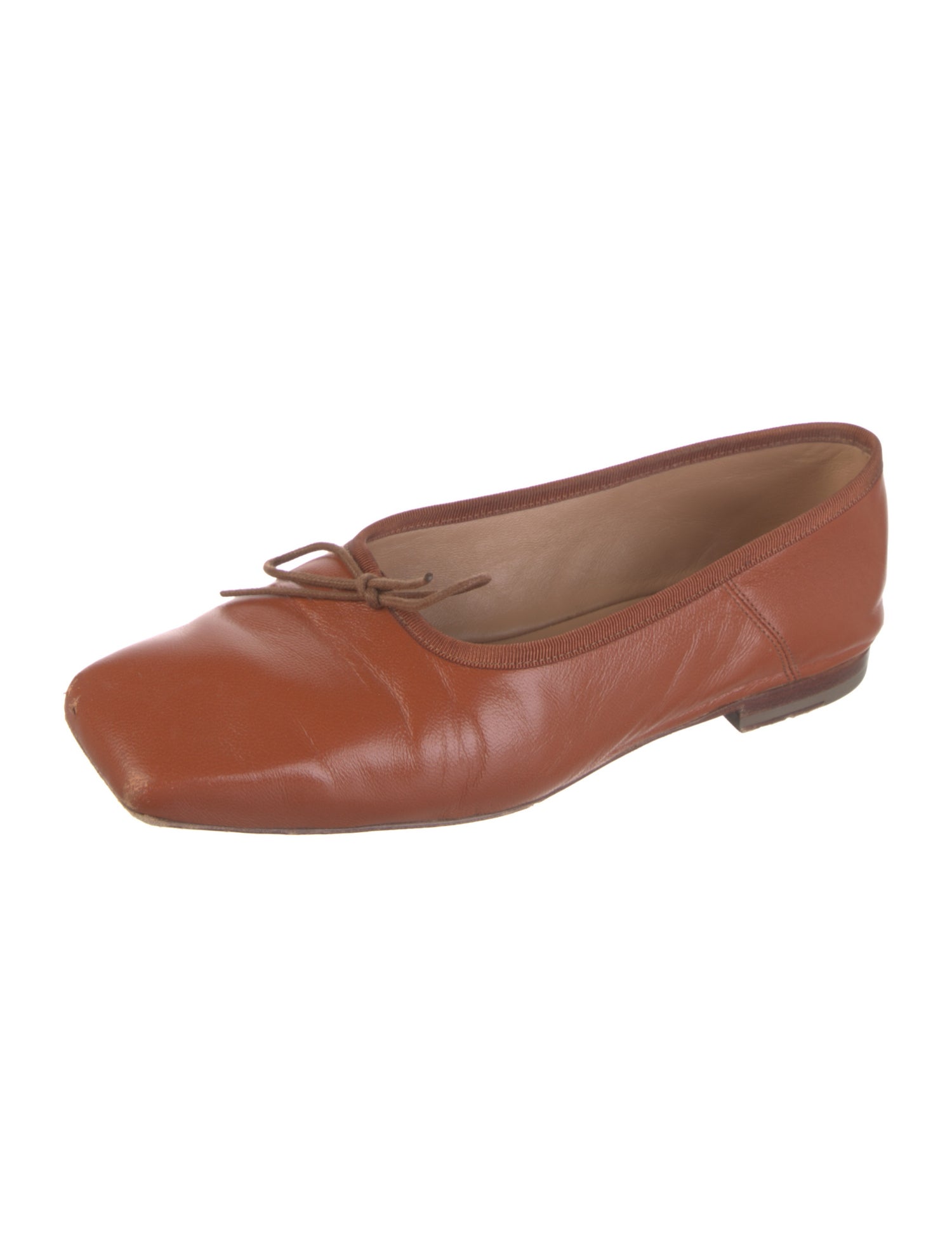Mansur Gavriel Leather Bow Accents Ballet Flats