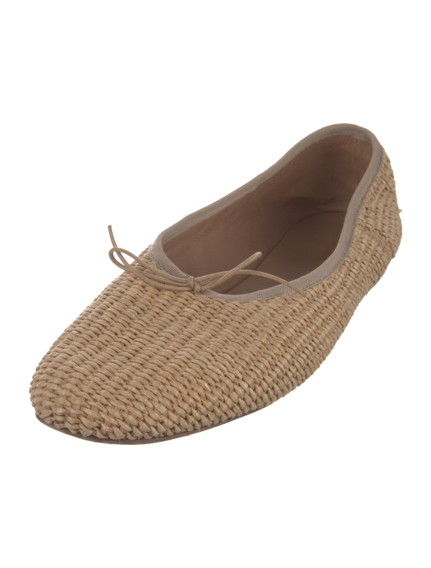 Mansur Gavriel Raffia Bow Accents Ballet Flats