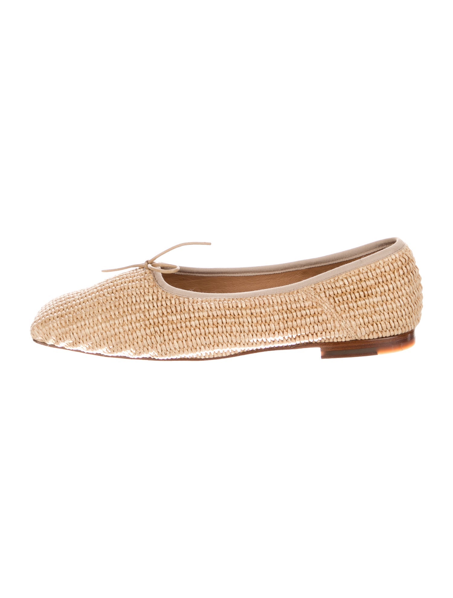 Mansur Gavriel Raffia Bow Accents Ballet Flats