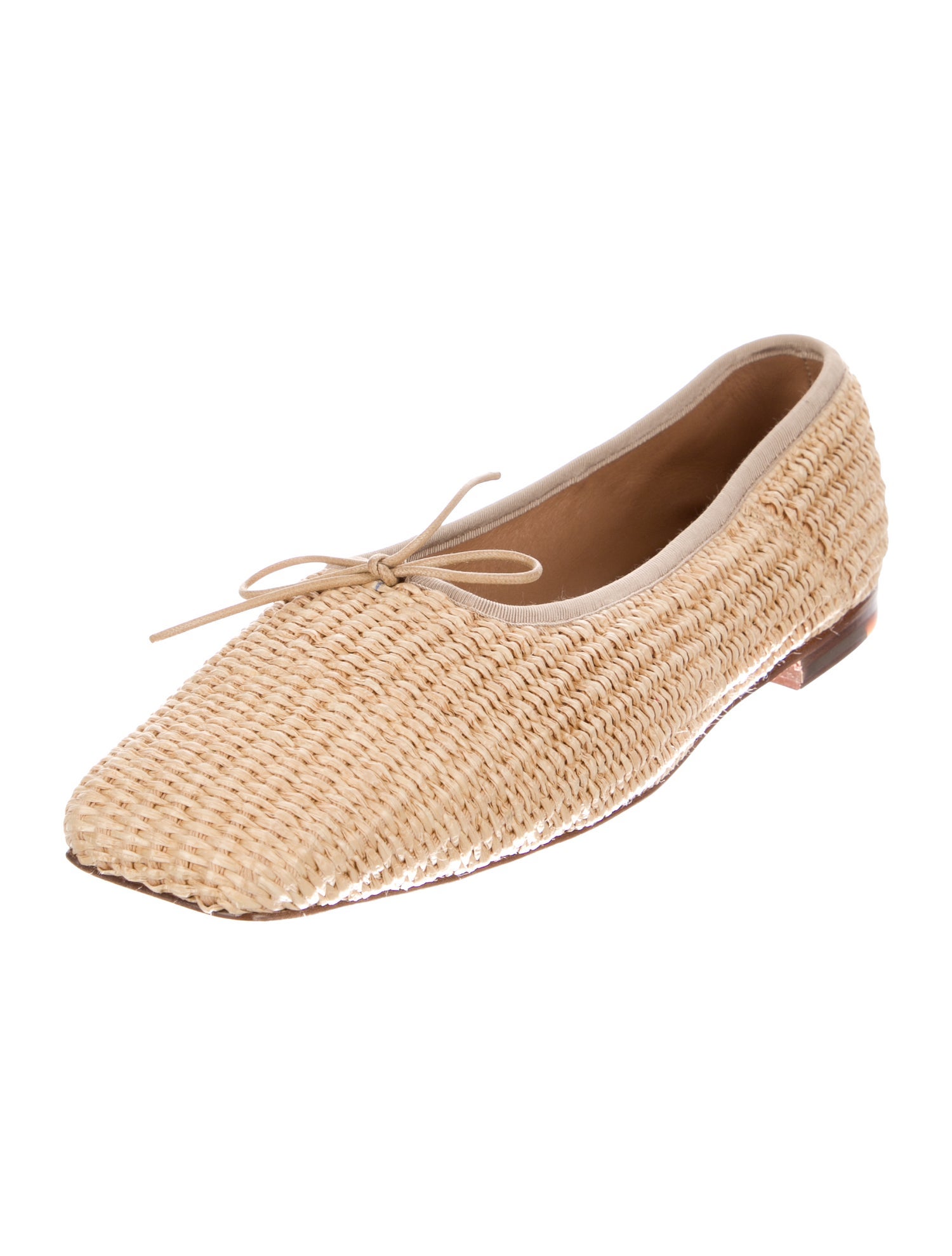 Mansur Gavriel Raffia Bow Accents Ballet Flats
