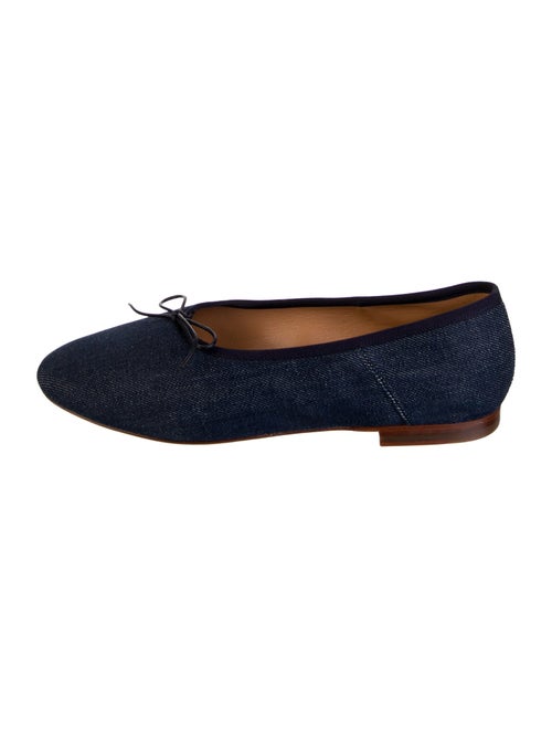 Mansur Gavriel Denim Bow Accents Ballet Flats