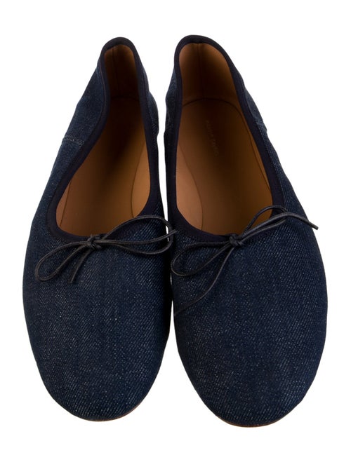 Mansur Gavriel Denim Bow Accents Ballet Flats
