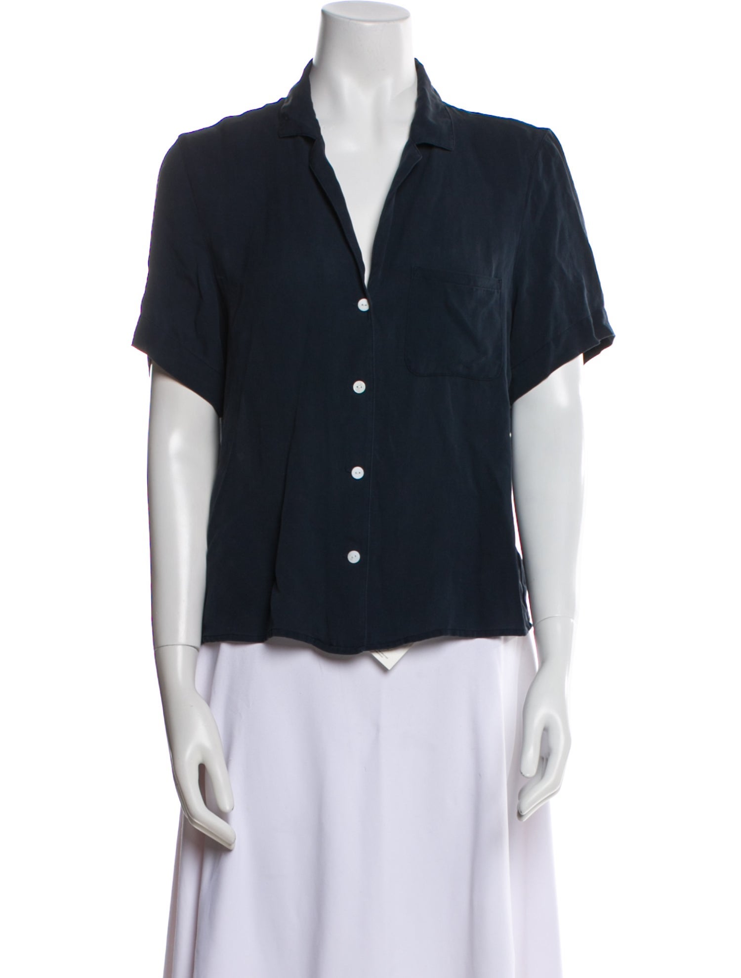Mansur Gavriel Silk V-Neck Button-Up Top