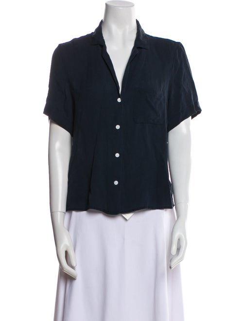 Mansur Gavriel Silk V-Neck Button-Up Top