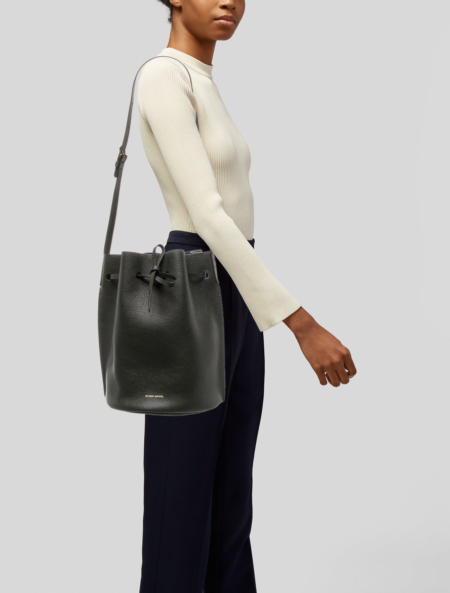 Mansur Gavriel Saffiano Leather Bucket Bag