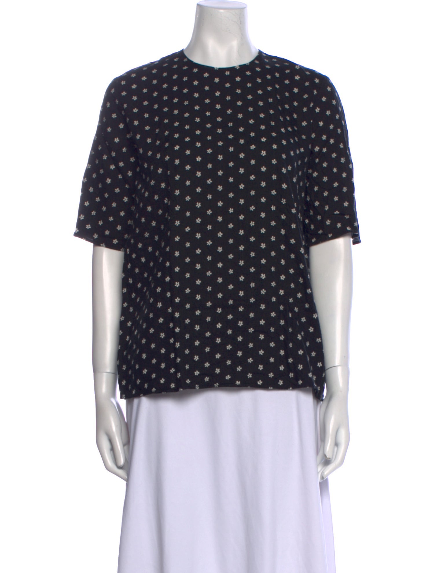 Mansur Gavriel Floral Print Crew Neck Blouse