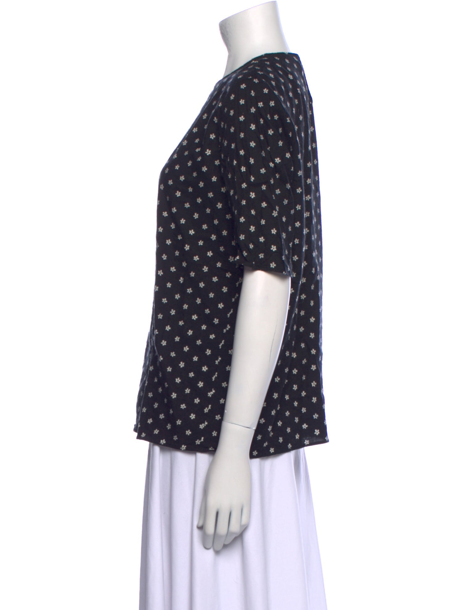 Mansur Gavriel Floral Print Crew Neck Blouse