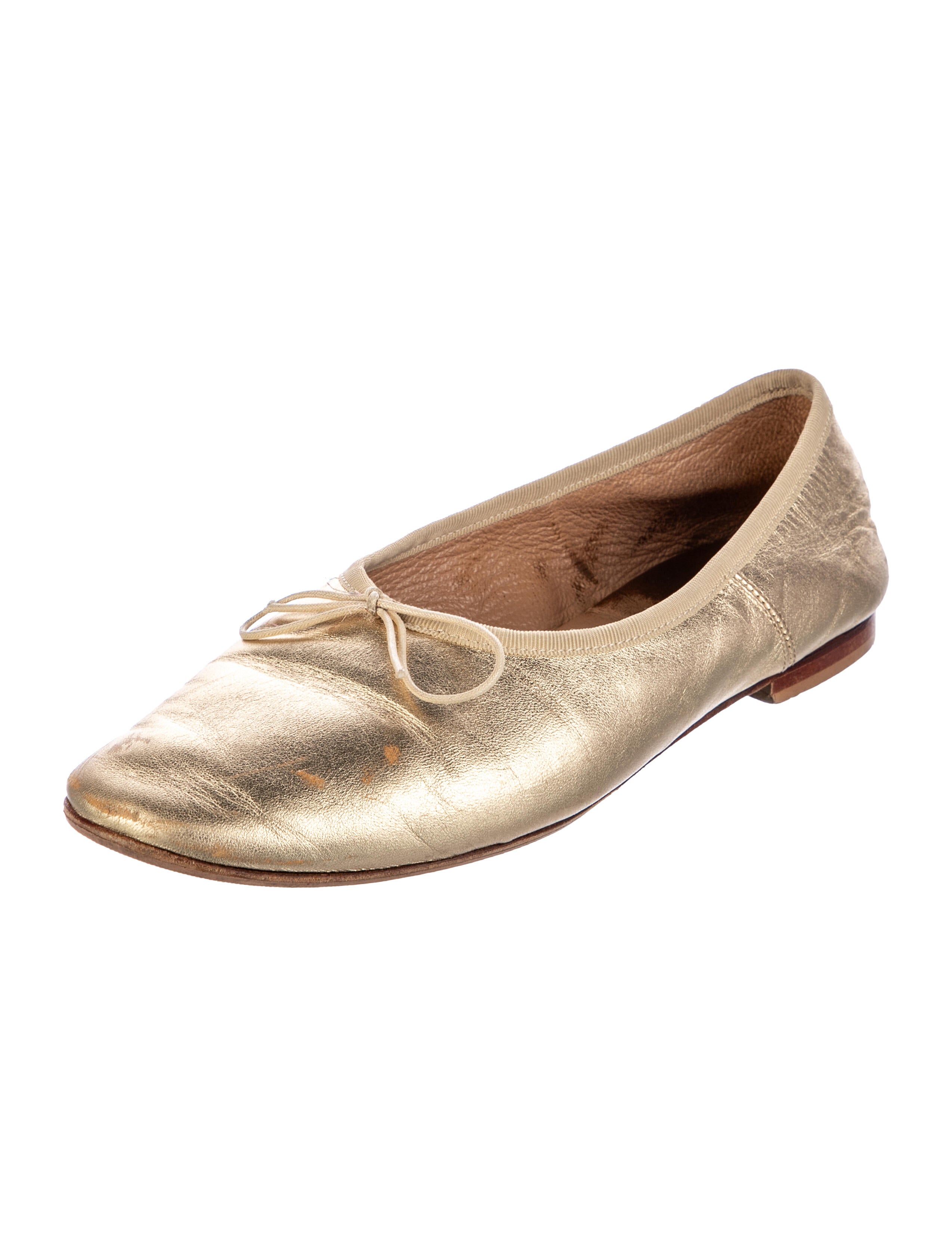 Mansur Gavriel Leather Bow Accents Ballet Flats