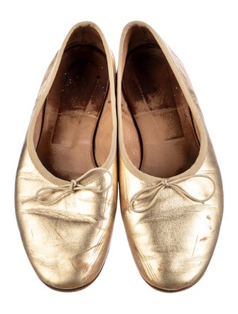 Mansur Gavriel Leather Bow Accents Ballet Flats