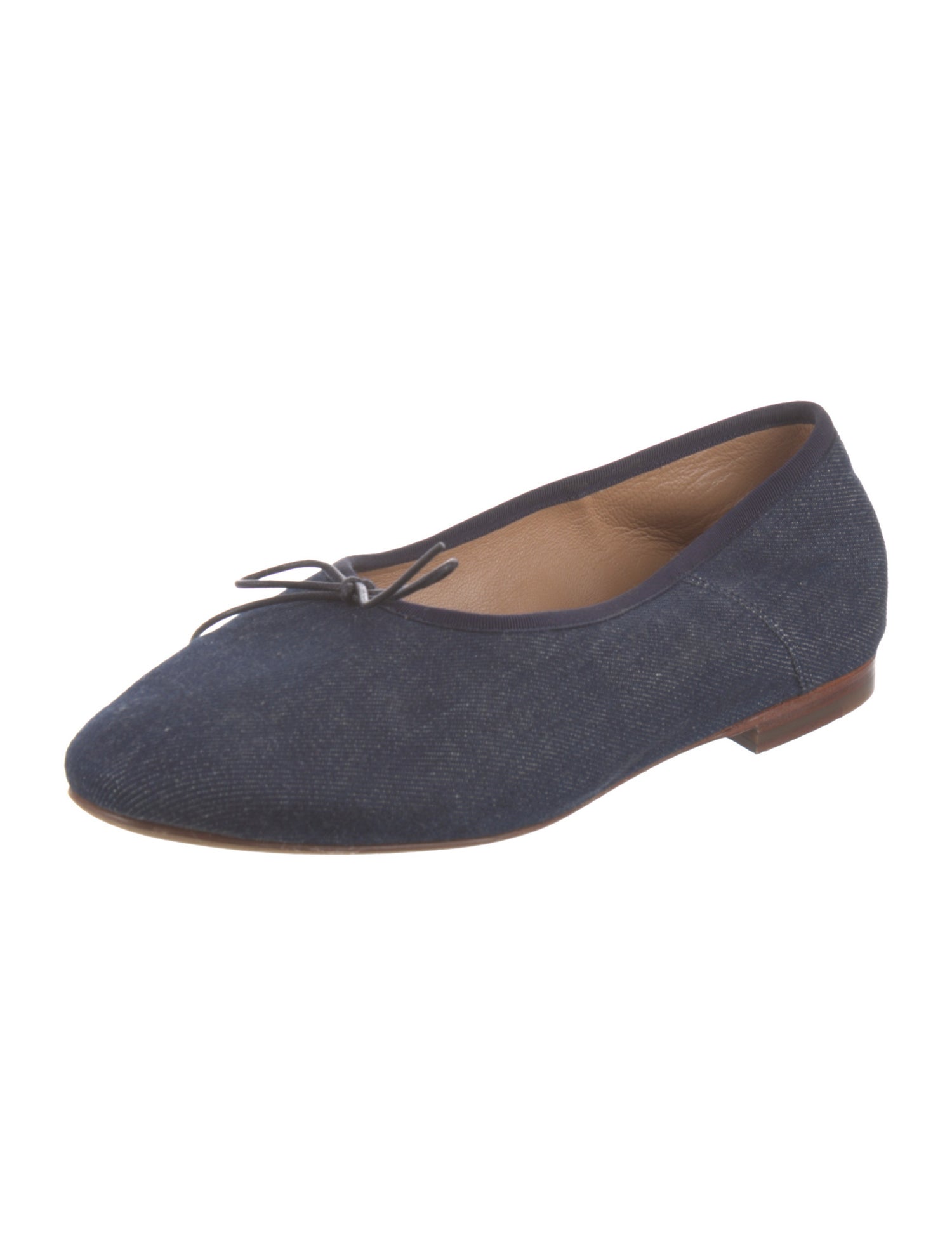 Mansur Gavriel Denim Bow Accents Ballet Flats