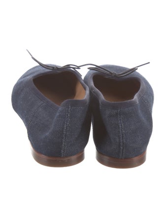 Mansur Gavriel Denim Bow Accents Ballet Flats