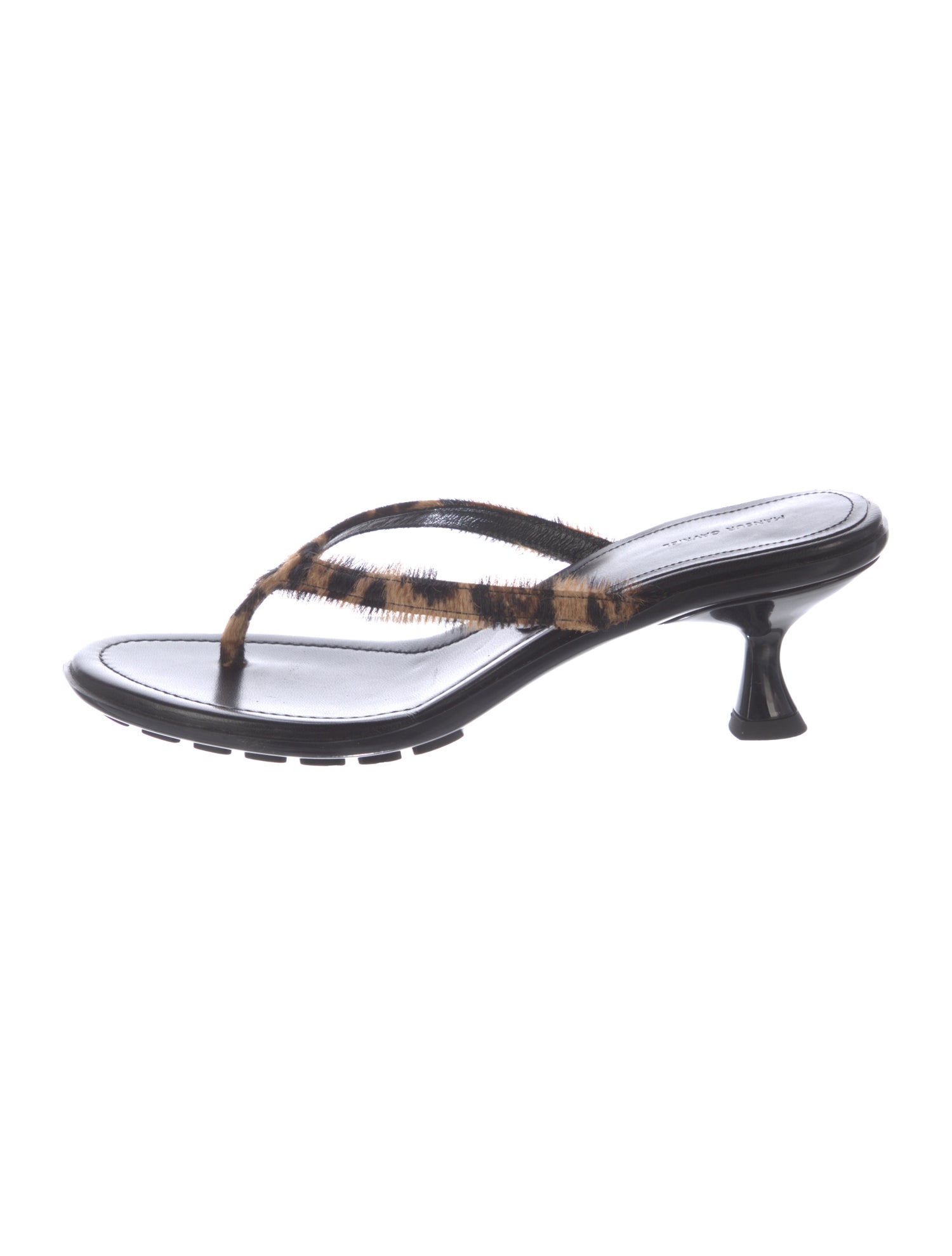 Mansur Gavriel Leather Animal Print Slides