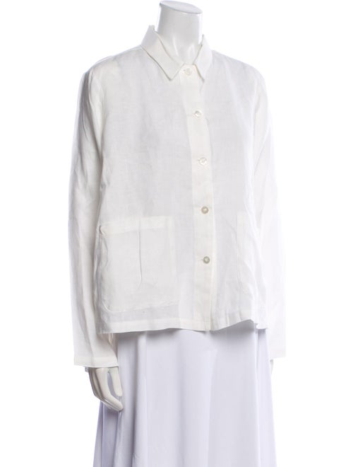 Mansur Gavriel Linen Long Sleeve Button-Up Top