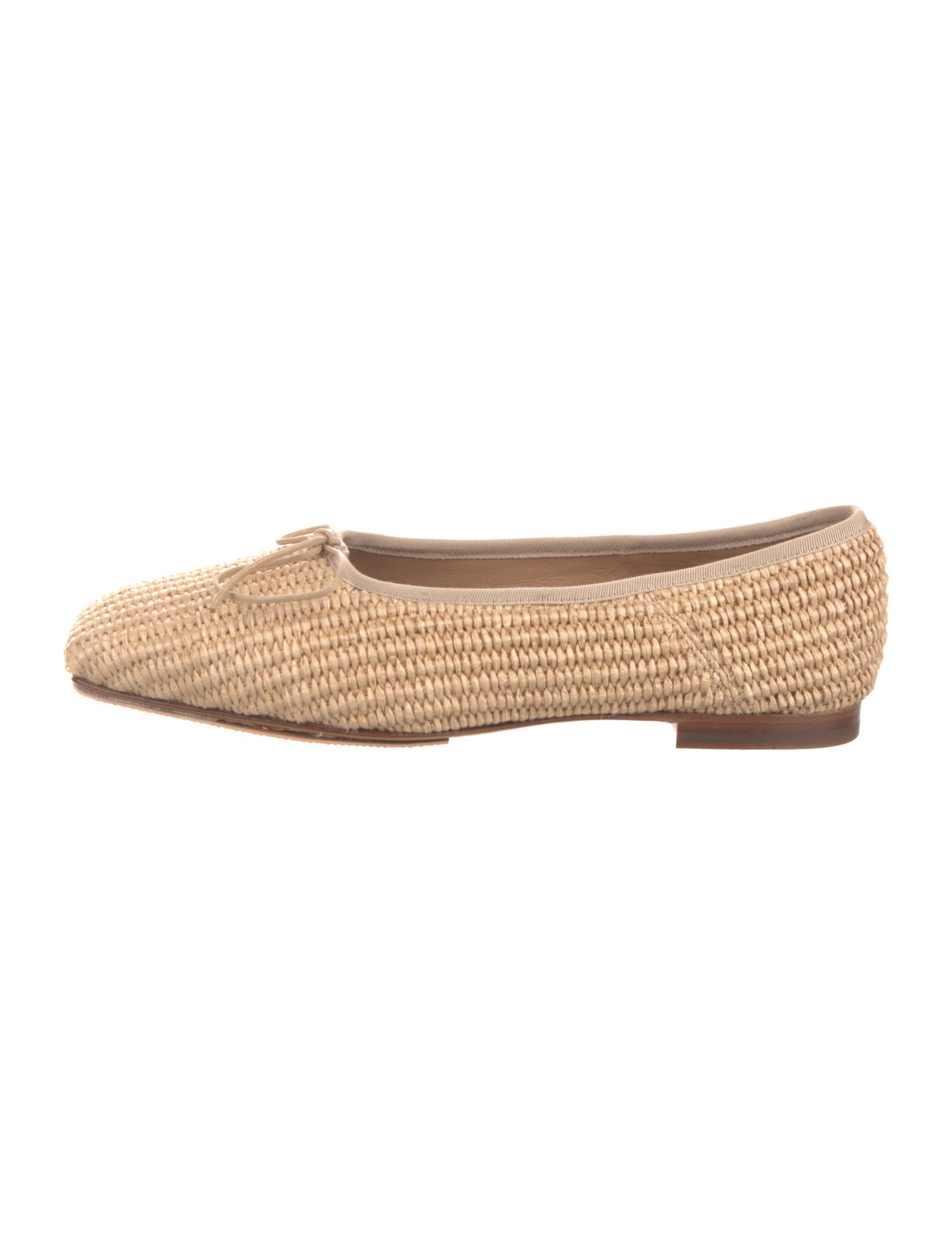 Mansur Gavriel Straw Bow Accents Flats